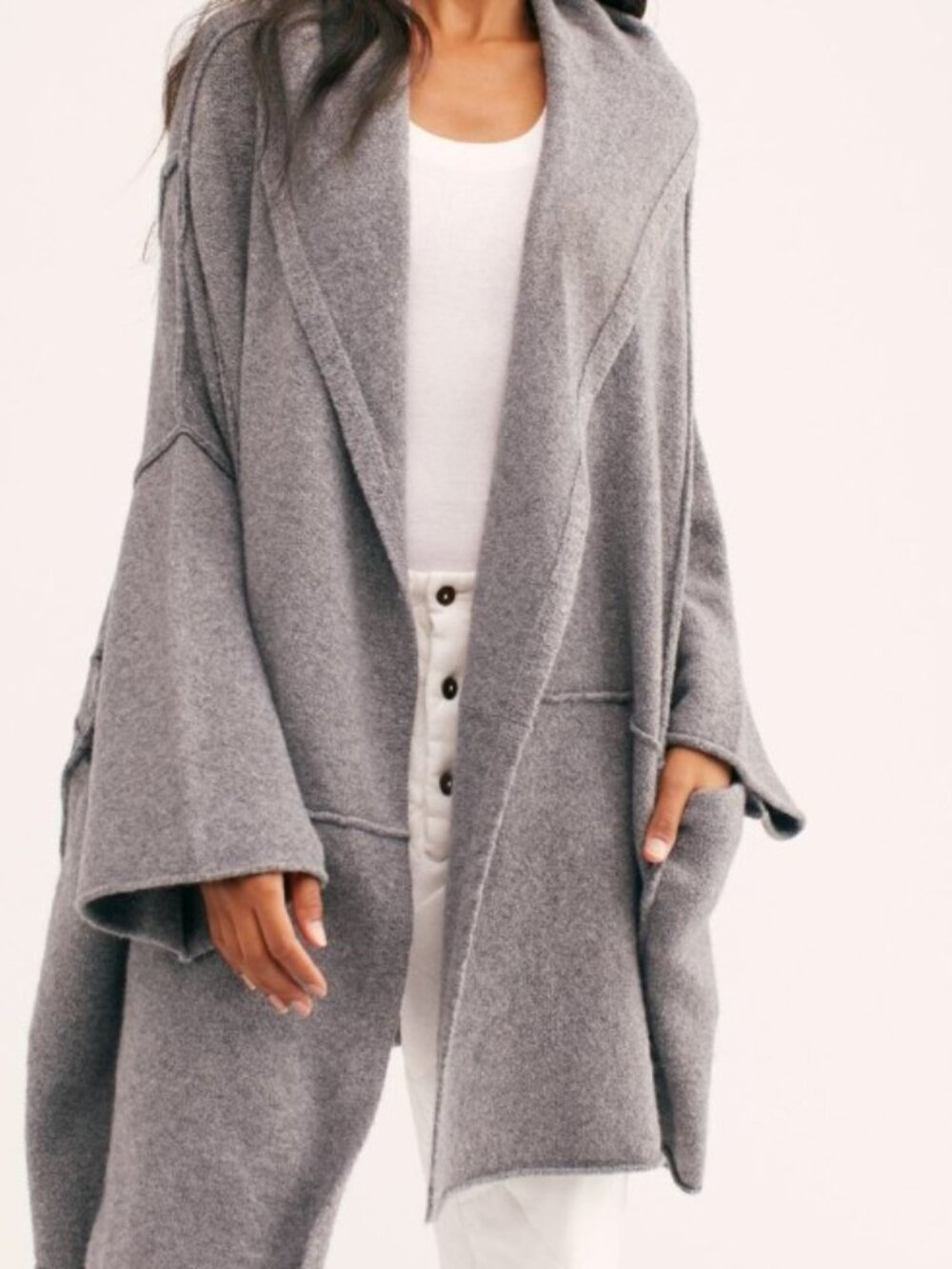 Free People Gray Livin in This Cardi Sweater Jacket Sz XS/S